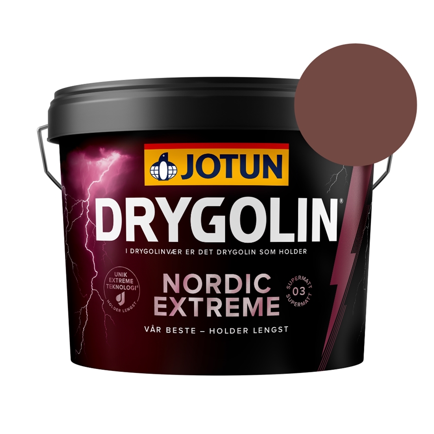 TILBUD: Jotun Drygolin Nordic Extreme Supermat 9 l. Farve: Rødbrun
