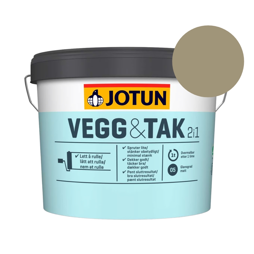 TILBUD: JOTUN Væg og loft 2,7 l. Farve: 8264 Kaki