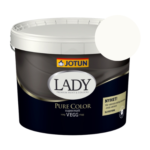 TILBUD: JOTUN LADY Pure Color 4,5 l. Vægmaling. Farve: Knækket Hvid