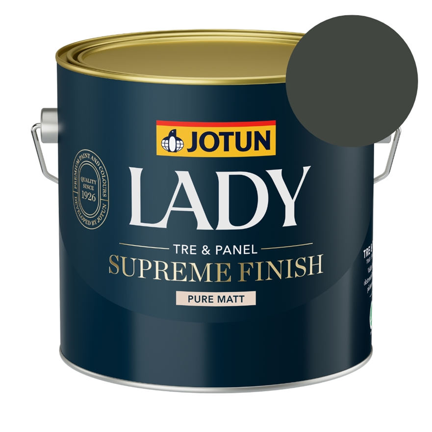 TILBUD: JOTUN LADY Supreme Finish 2,7 l. (mat/Glans 03). Farve: Sort Grøn