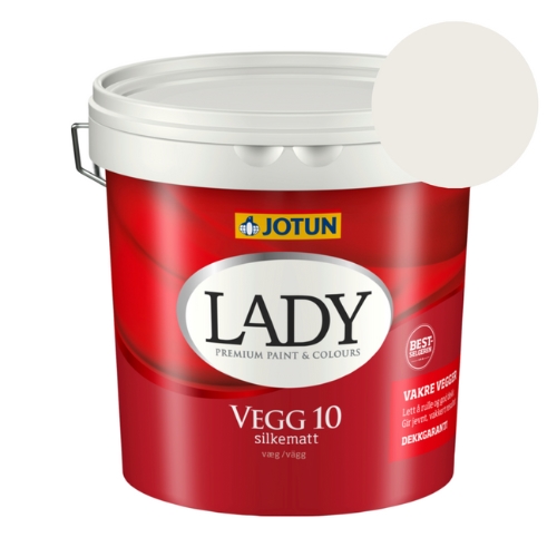 TILBUD: JOTUN LADY Væg 10 Vægmaling  9 l. (Glans 10). Farve: 9901 Neutral White