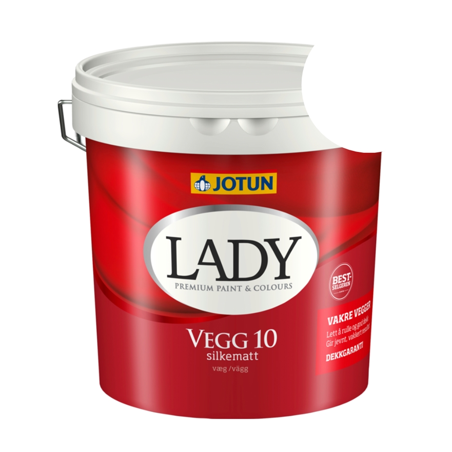 TILBUD: JOTUN LADY Væg 10 Vægmaling  2,7 l. (Glans 10). Farve: Hvid Base