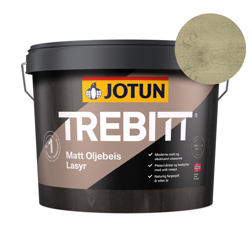 TILBUD: TREBITT Mat Transparent træbeskyttelse. 9 l. - Farve: 9717 Soft Green