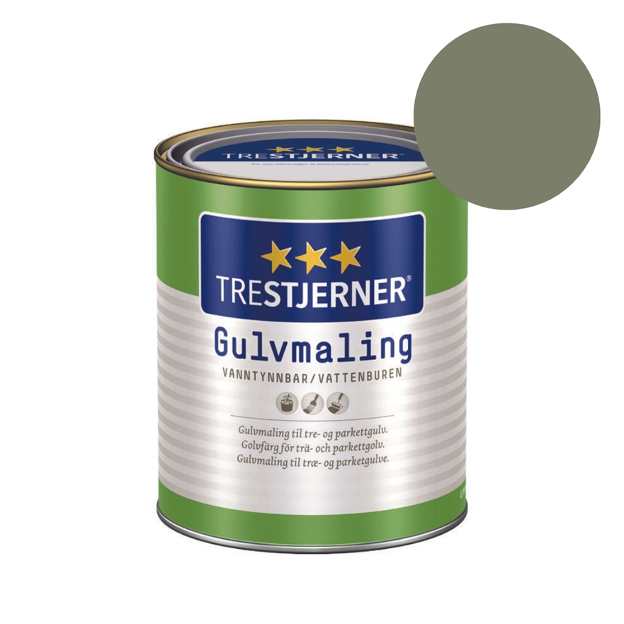 TILBUD: Jotun Trestjerner Gulvmaling 0,68 l. Halvblank - Farve: 7052 Olivengrøn