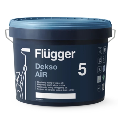 Flügger Dekso Aïr - allergivenlig vægmaling, glans 5. 9 l. Farve: hvid 