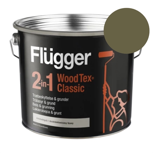 Flügger 2-in-1 Wood Tex Classic 3 l. Farve: Saltgrøn